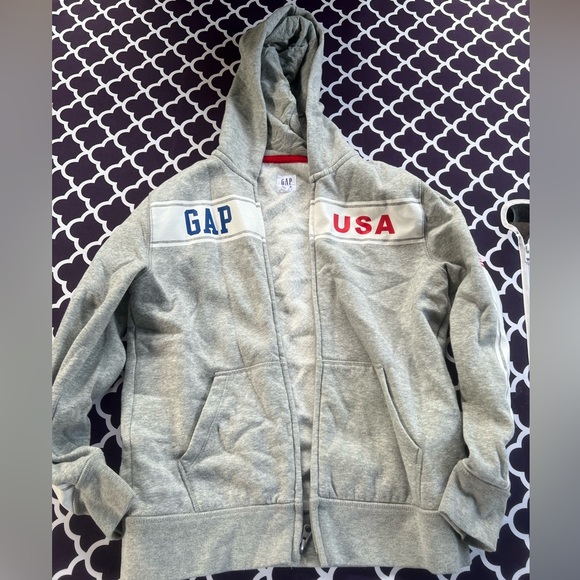 Gap Zip Up fleece Boys Sweatshirt USA patriotic 🇺🇸 - Picture 1 of 4